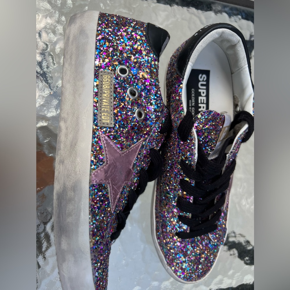 Pink/Black glitter Golden Goose Size 37 purchased 9/18/2023